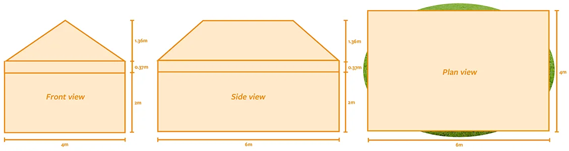 4m x 6m Marquee size capacity and plan view